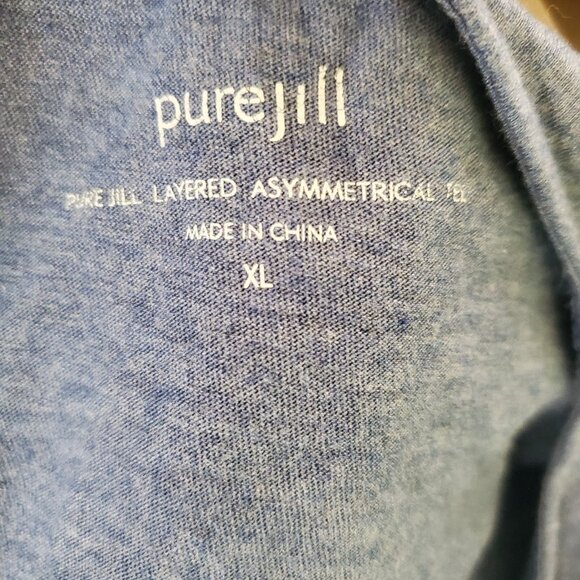 Pure Jill J. Jill Layered Asymmetric Tee Long Sleeve Heathered Blue sz XL - Picture 6 of 7